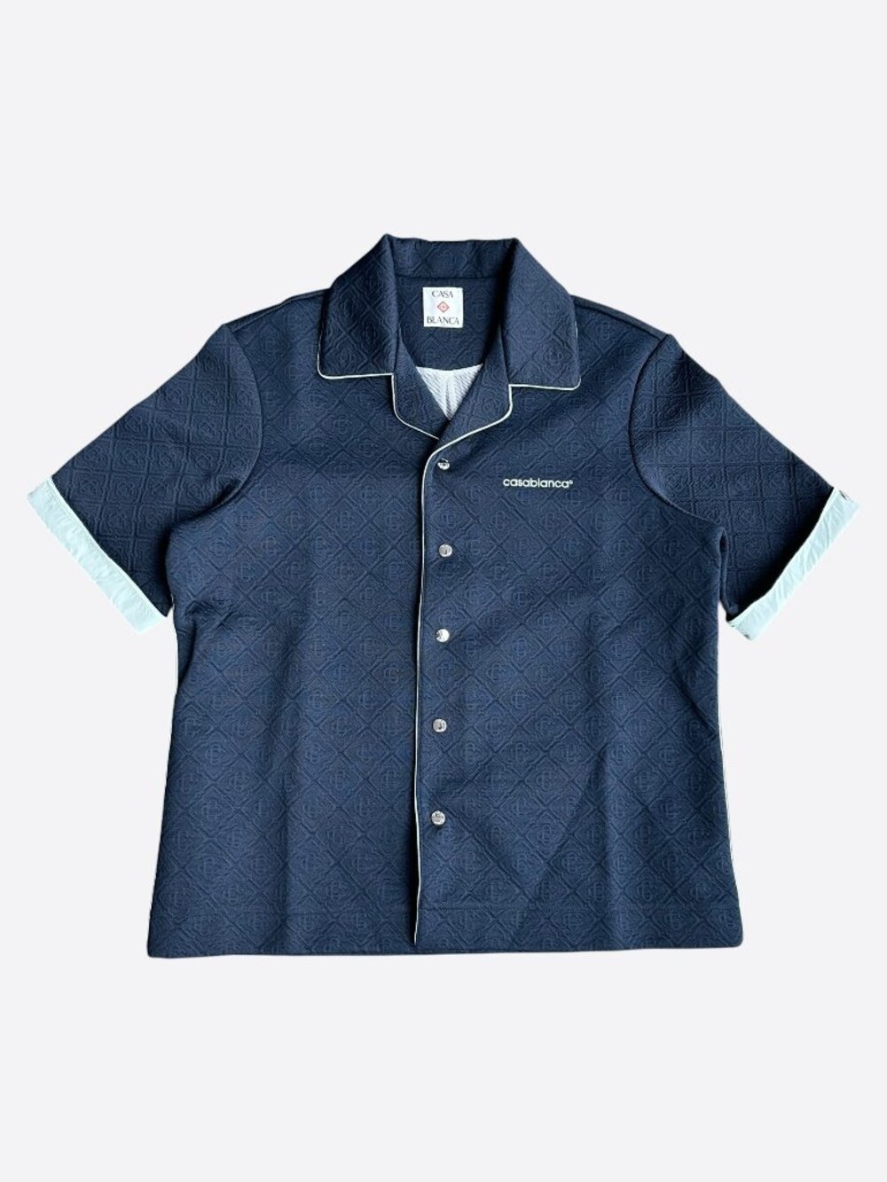 Casablanca Navy & White Jacquard Logo Button Up Shirt